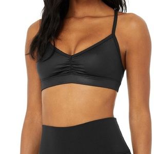 Alo Yoga Sunny Strap Bra Glossy Black Sports Bra